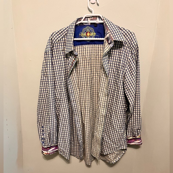 Robert Graham - Men’s XL - White & Blue - Classic Button-up Shirt - 100% Cotton - Picture 9 of 15